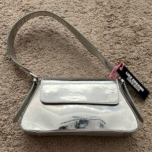 New shiny silver shoulder bag